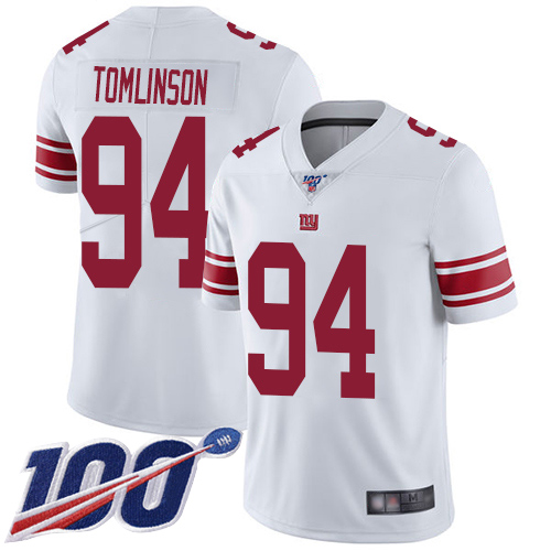 Men New York Giants #94 Dalvin Tomlinson White Vapor Untouchable Limited Player 100th Season Football NFL Jersey